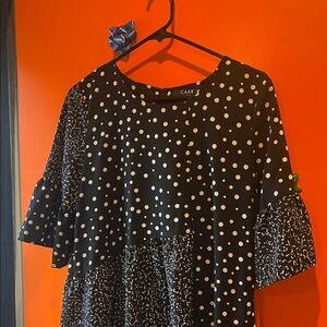 CAARA Black and White Polka Dot Midi Dress